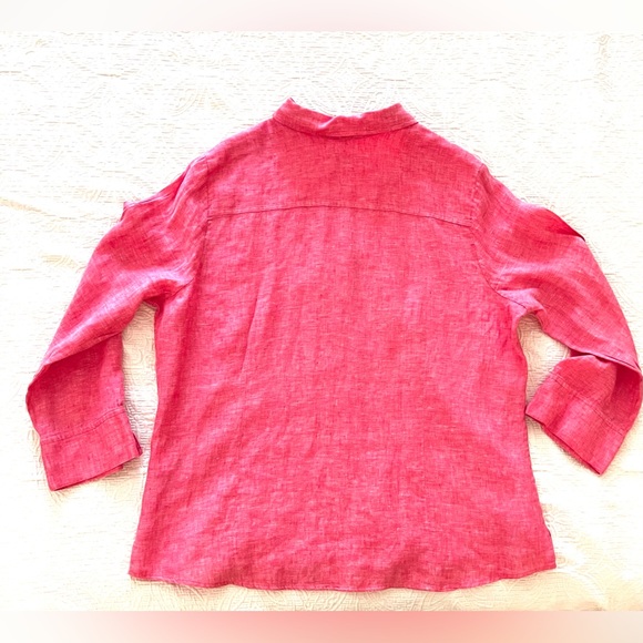 NEW Foxcroft XXL 100% Linen Button Up Shirt Pink Blouse Top - Picture 3 of 11